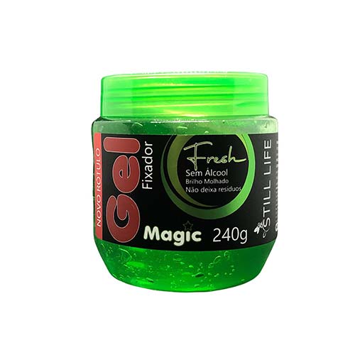 Gel para Cabelos  240g Magic Fresh Fixador com Brilho Molhado  + artefasa